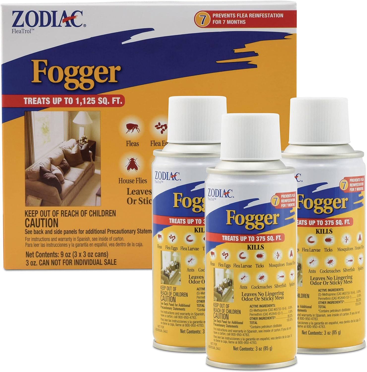 Zodiac Flea Tick Fogger 3 oz 3 Pack Anaheim Feed Pet Supply