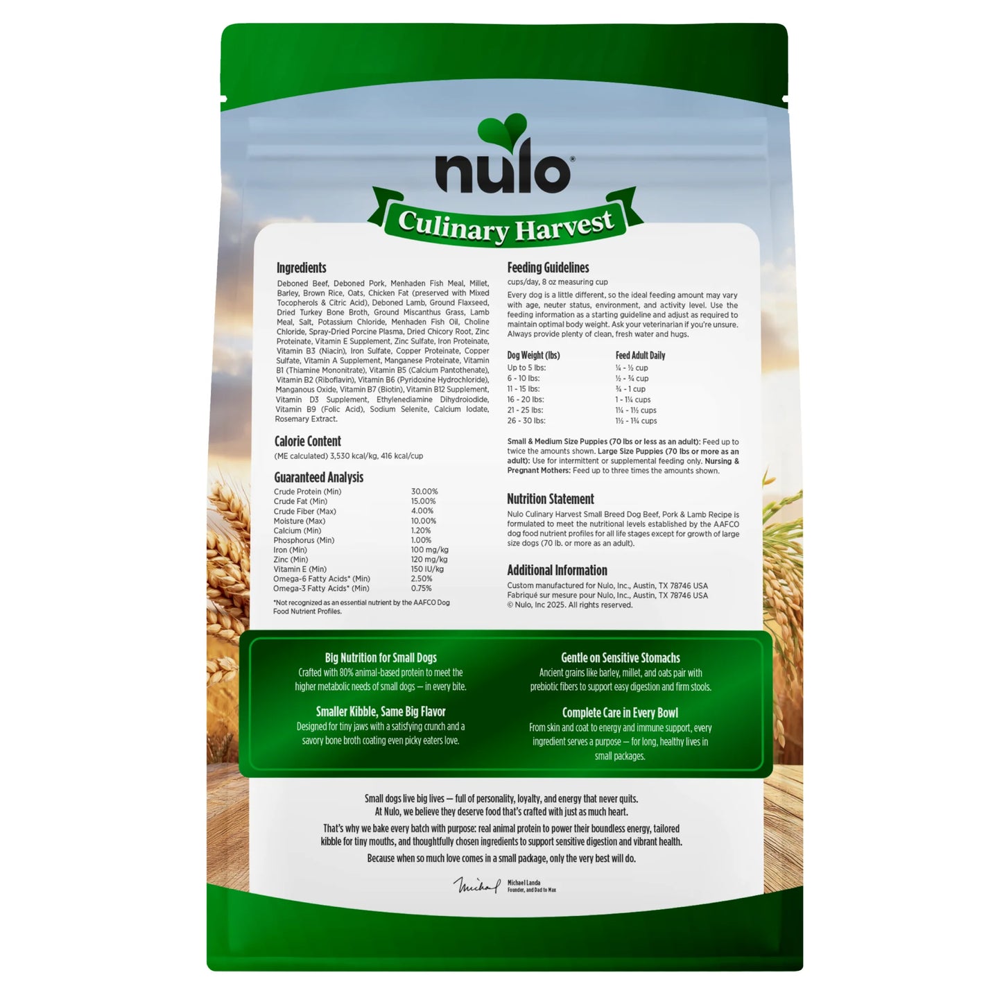 Nulo Culinary Harvest Baked Beef, Pork, & Lamb Recipe for Small Breeds, Dry Dog Food