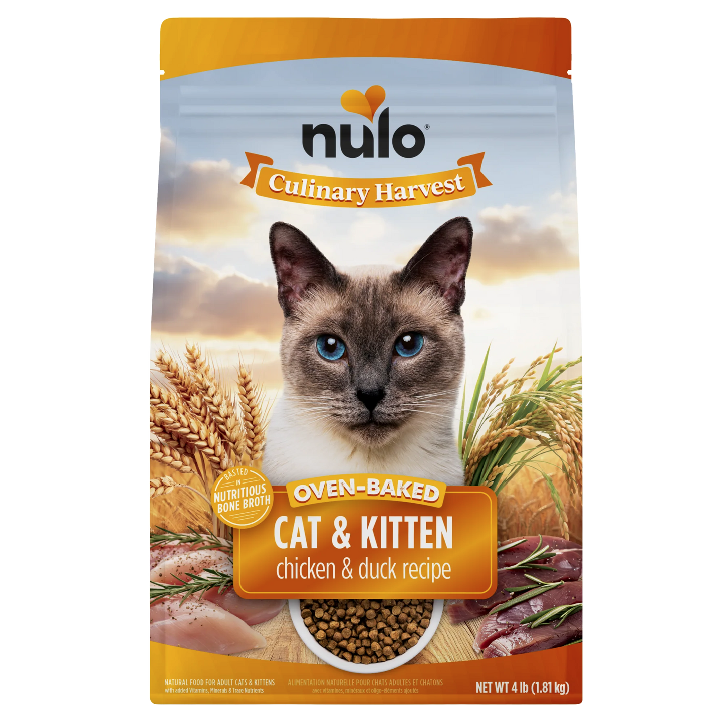 Nulo Culinary Harvest Baked Chicken & Duck Recipe for Adult Cats & Kittens, Dry Cat Food, 4-lb Bag