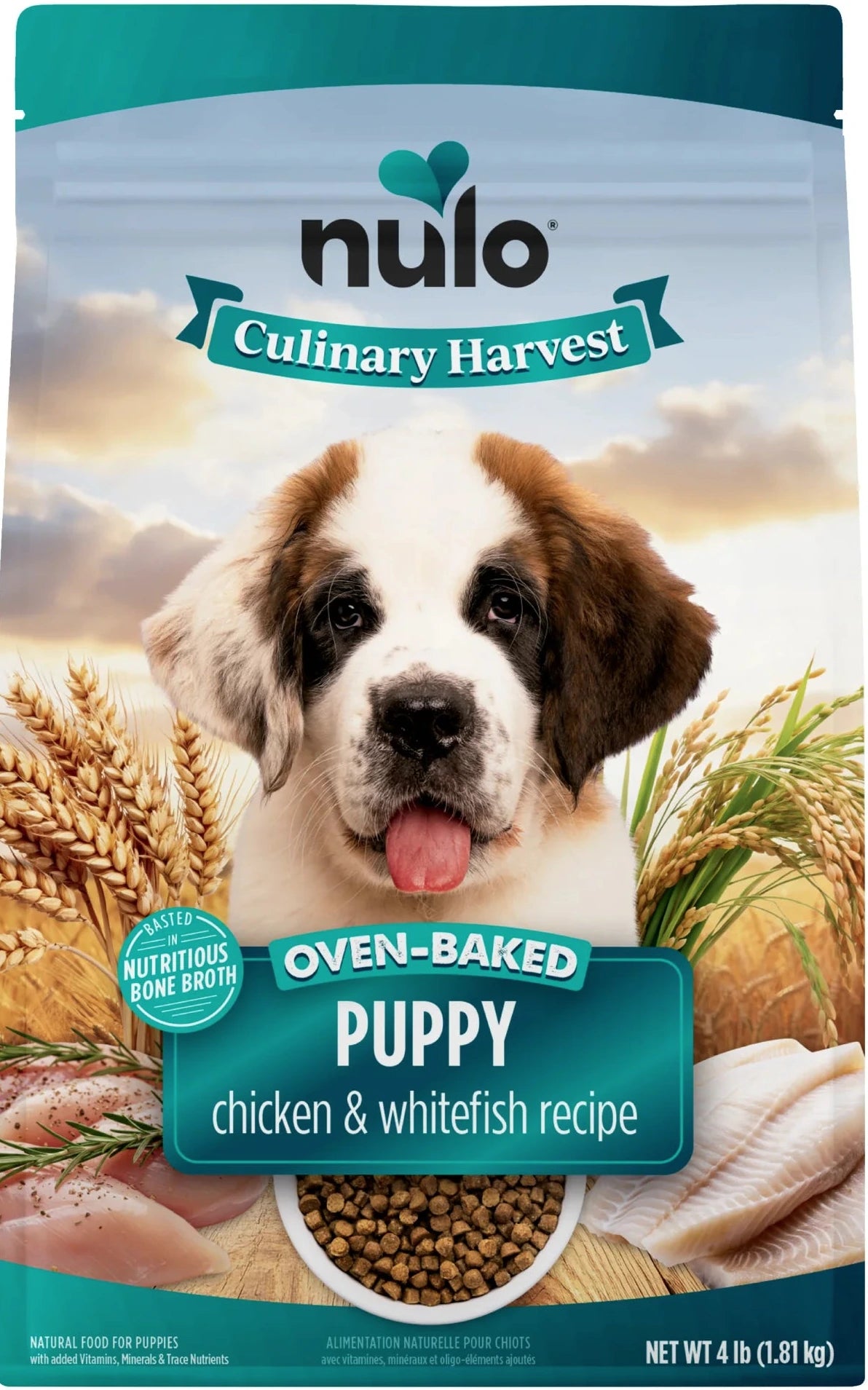 Nulo Culinary Harvest Baked Chicken & Whitefish Recipe for Puppies, Dry Dog Food, 4-lb Bag
