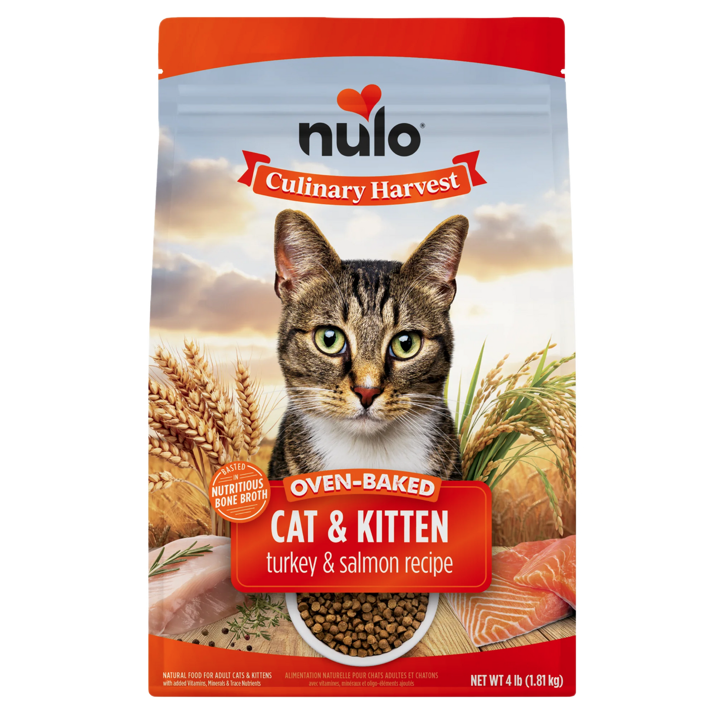 Nulo Culinary Harvest Baked Turkey & Salmon Recipe for Adult Cats & Kittens, Dry Cat Food, 4-lb Bag