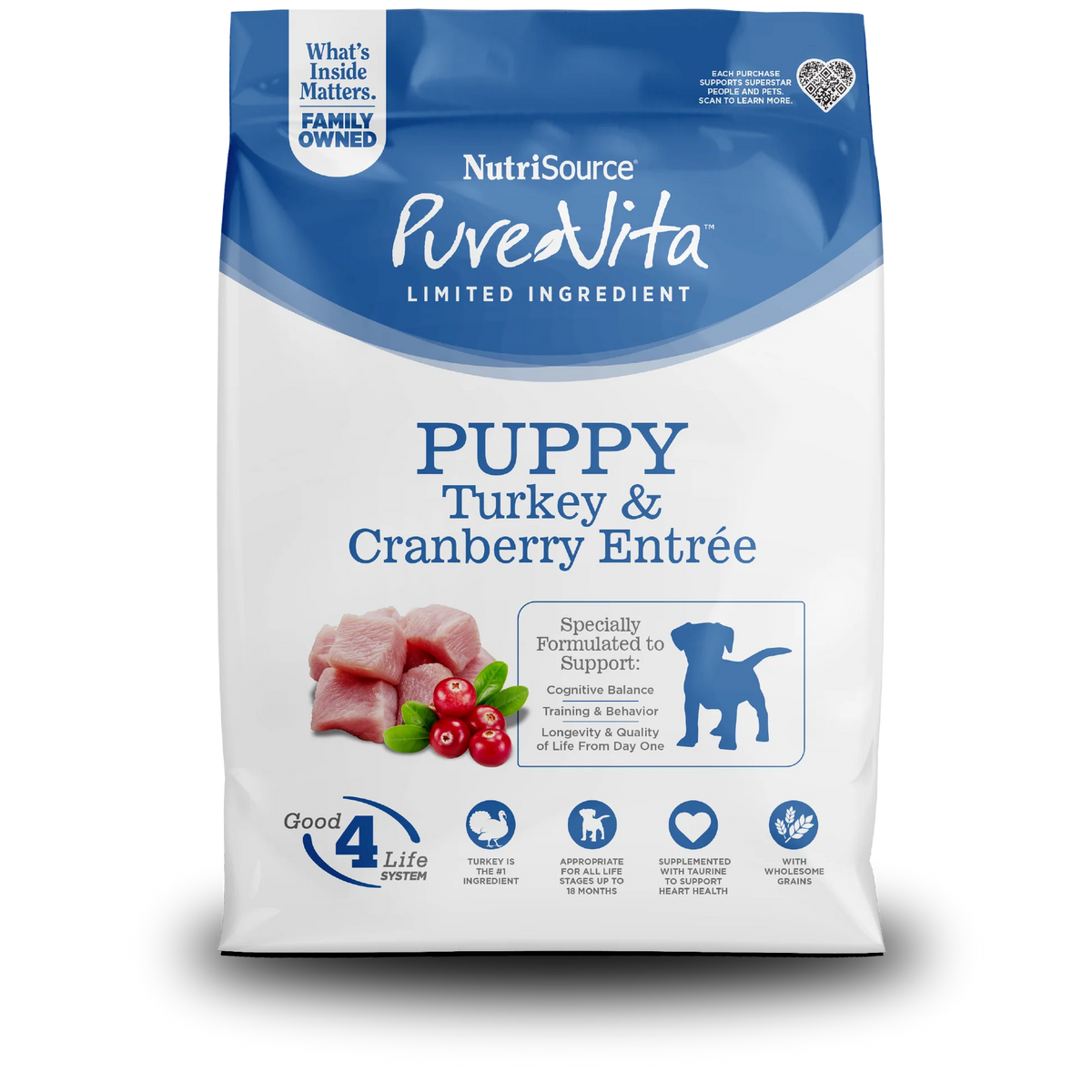 NutriSource® PureVita™ Puppy Turkey & Cranberry Entree, Dry Dog Food