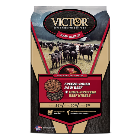Victor Raw Blend Ranchers' Beef Recipe, Freeze-Dried Raw Dry Dog Food, 4-lb Bag
