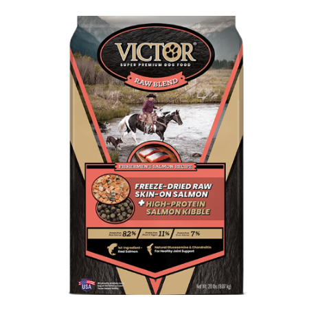 Victor Raw Blend Fishermen's Salmon Recipe, Freeze-Dried Raw Dry Dog Food, 4-lb Bag
