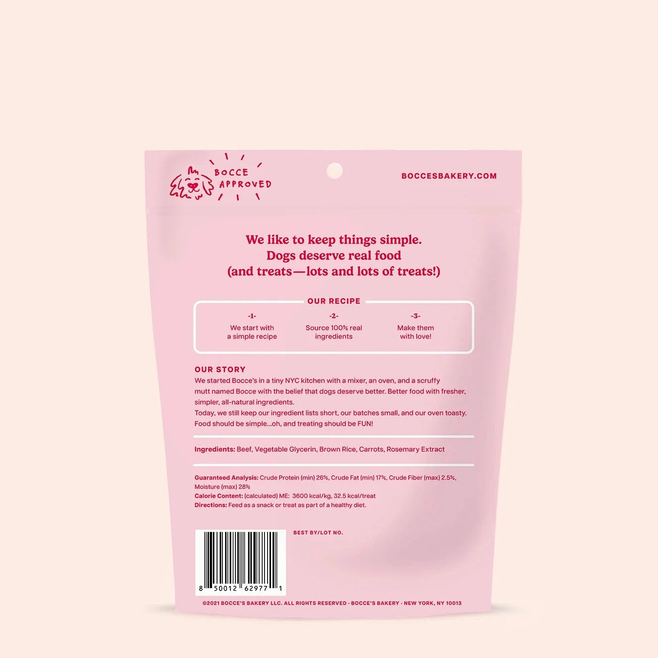 Bocce's Bakery Grazers Beef & Carrot Jerky Sticks, Dog Treats, 4-oz Bag