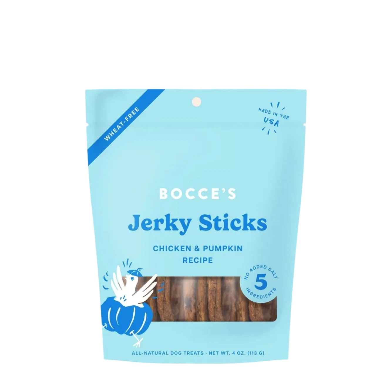 Bocce's Bakery Grazers Chicken & Pumpkin Jerky Sticks, Dog Treats, 4-oz Bag