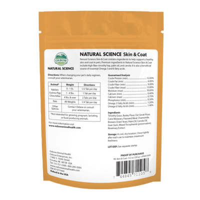 Oxbow Natural Science Skin & Coat Support, Small Animal Supplement, 4.2-oz Pouch