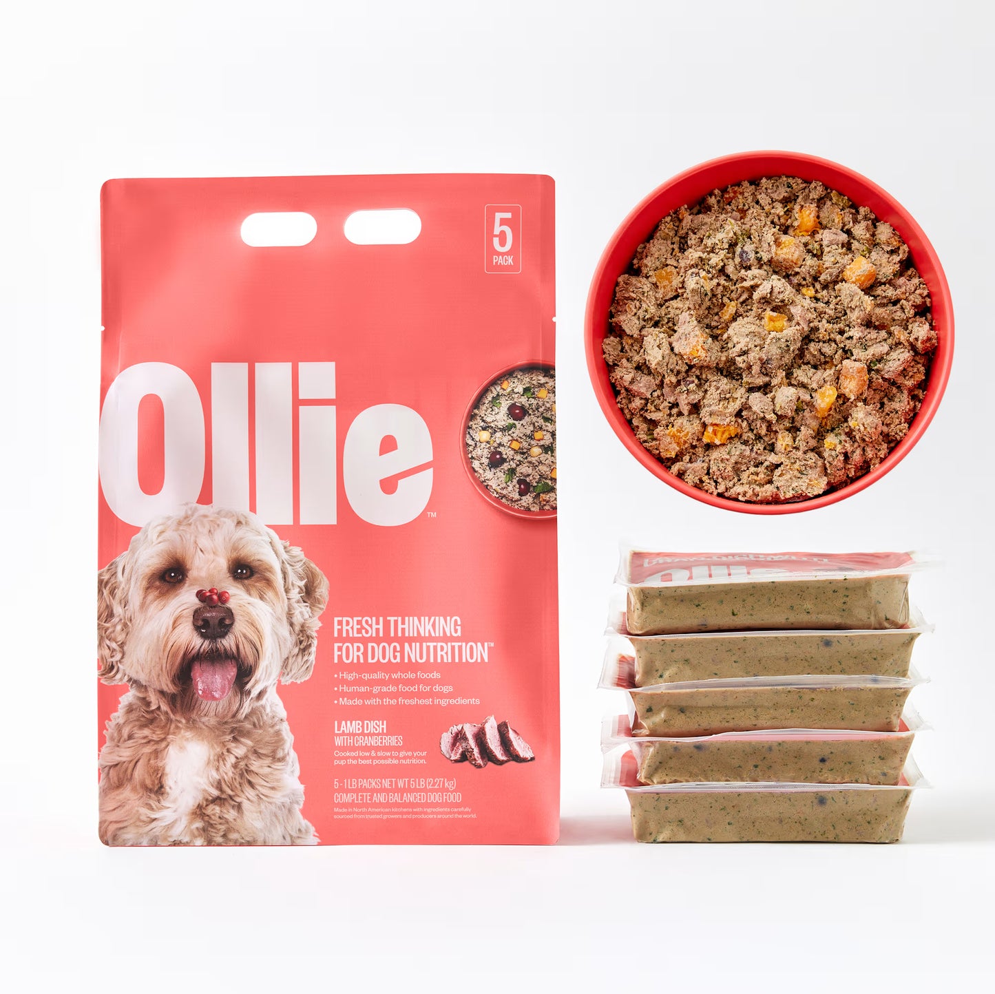 Ollie Fresh Lamb Dog Food With Cranberries, Frozen Gently Cooked Dog Food