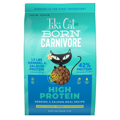 Tiki Cat Born Carnivore, Herring And Salmon Recipe, Dry Cat Food, 2.8-lb Bag