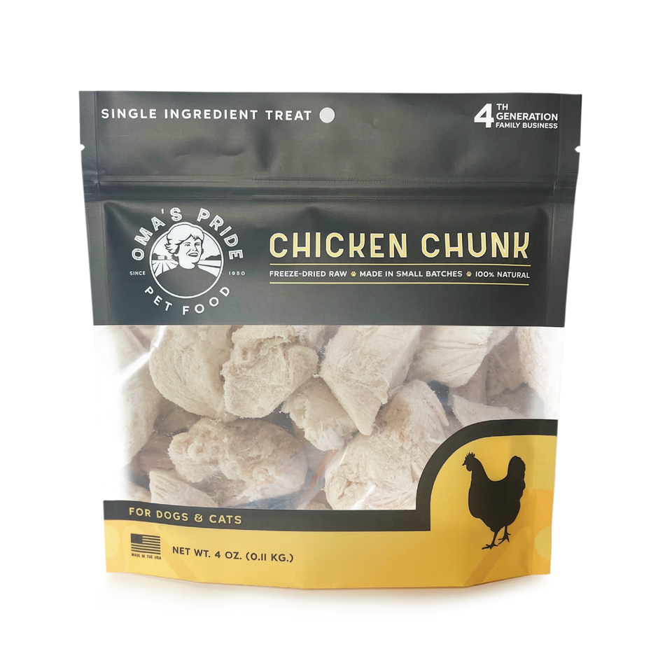 Oma's Pride Chicken Breast Chunks, Dog & Cat Treats, 4-oz Bag