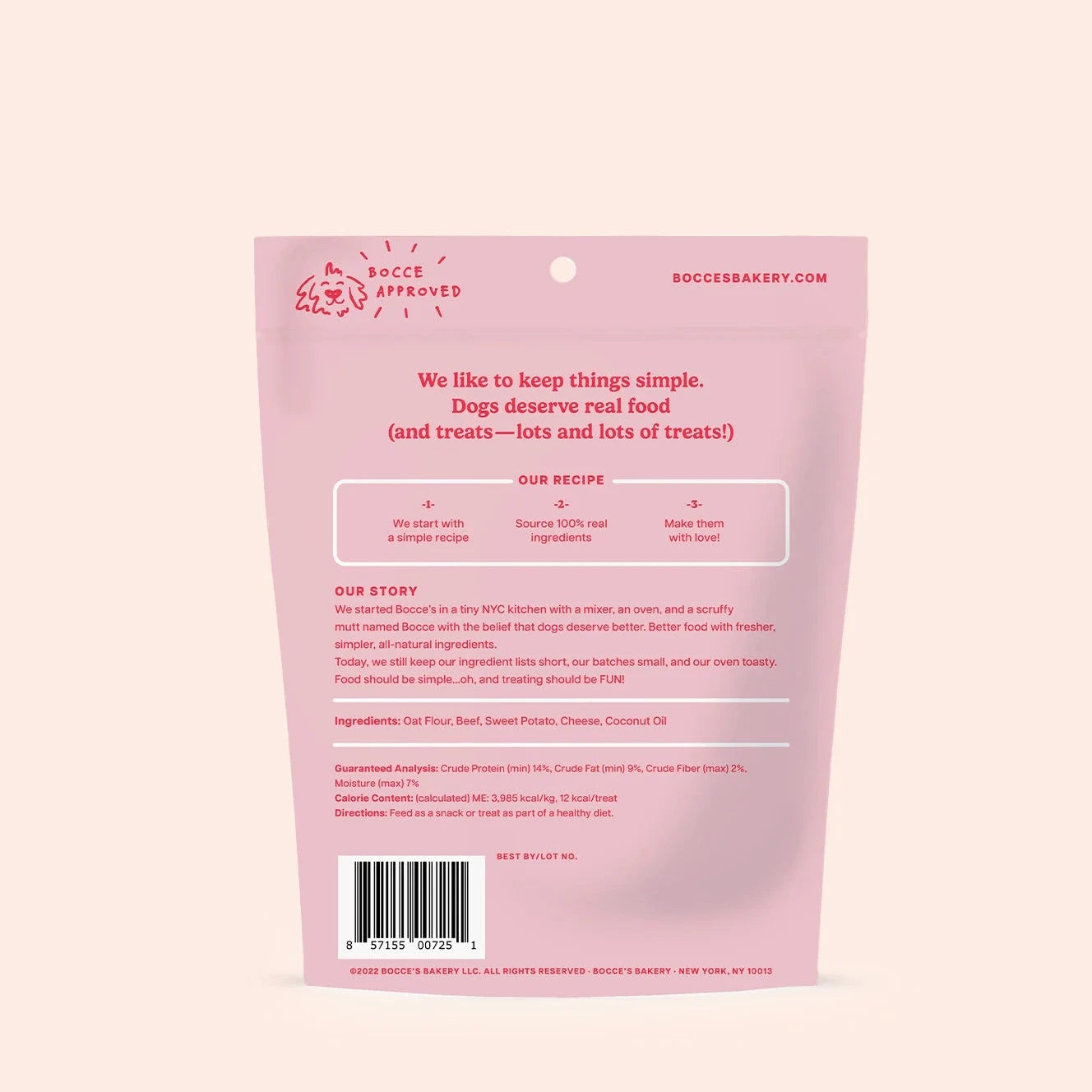 Bocce's Bakery Burgers & Fries Biscuits, Dog Treats, 5-oz Bag