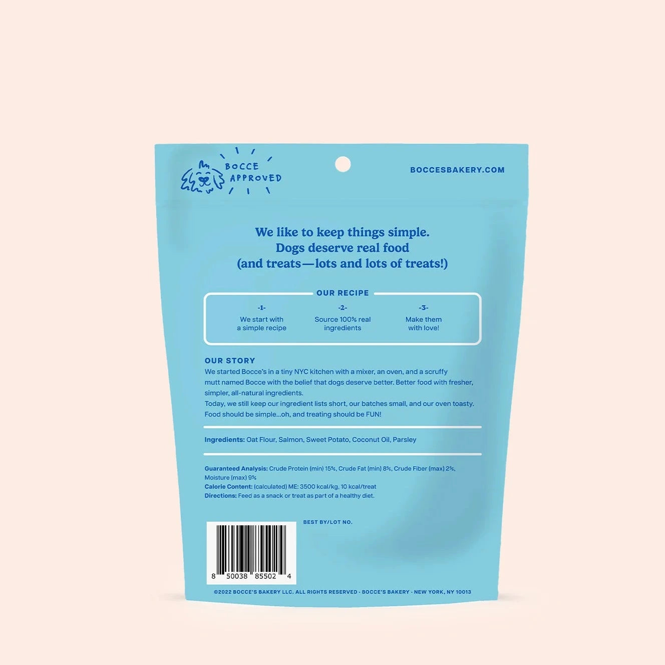 Bocce's Bakery Fish & Chips Biscuits, Dog Treats, 5-oz Bag
