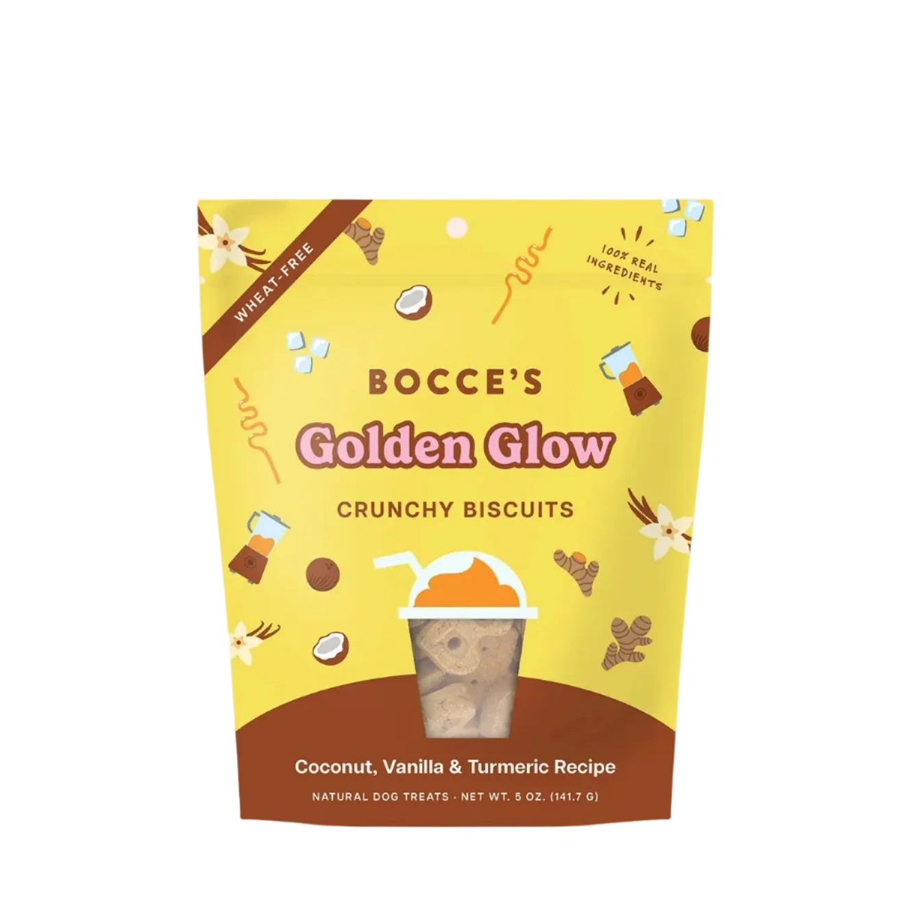 Bocce's Bakery Golden Glow Smoothie Biscuits, Dog Treats, 5-oz Bag