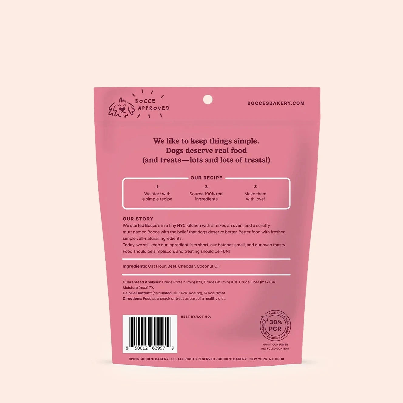 Bocce's Bakery Say Moo Biscuits, Dog Treats, 5-oz Bag