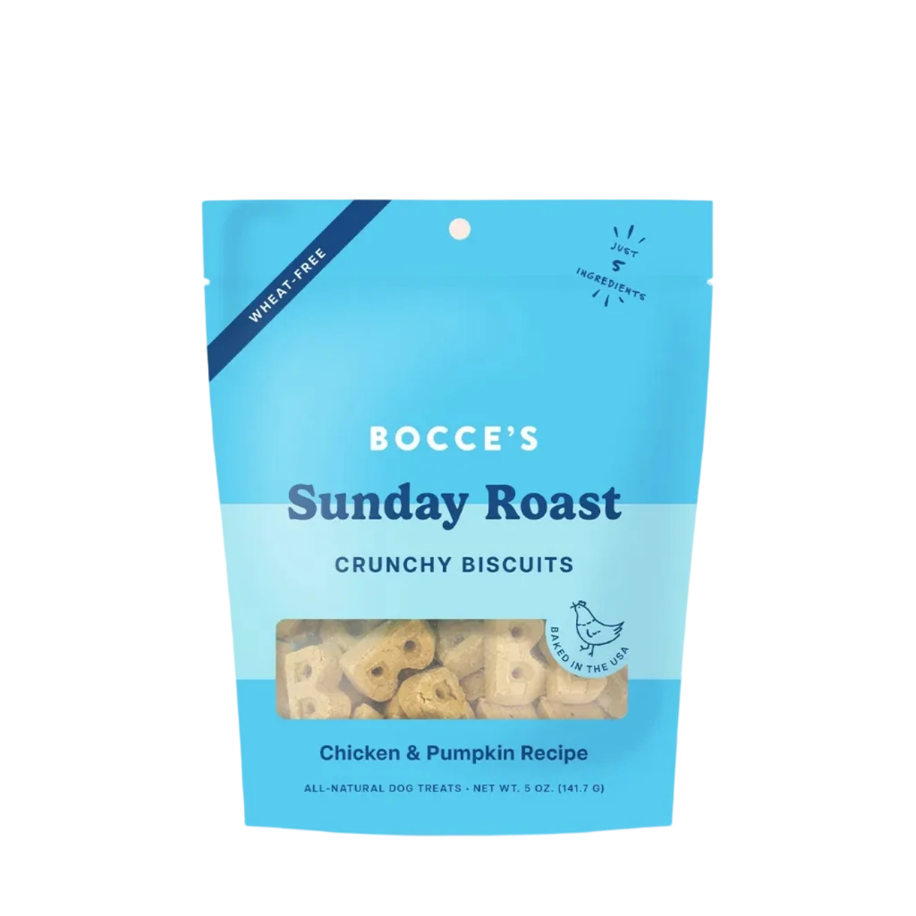 Bocce's Bakery Sunday Roast Biscuits, Dog Treats, 5-oz Bag