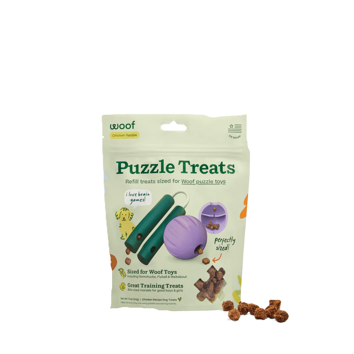 Woof Puzzle Treats, Dog Treats, 12-oz Pouch