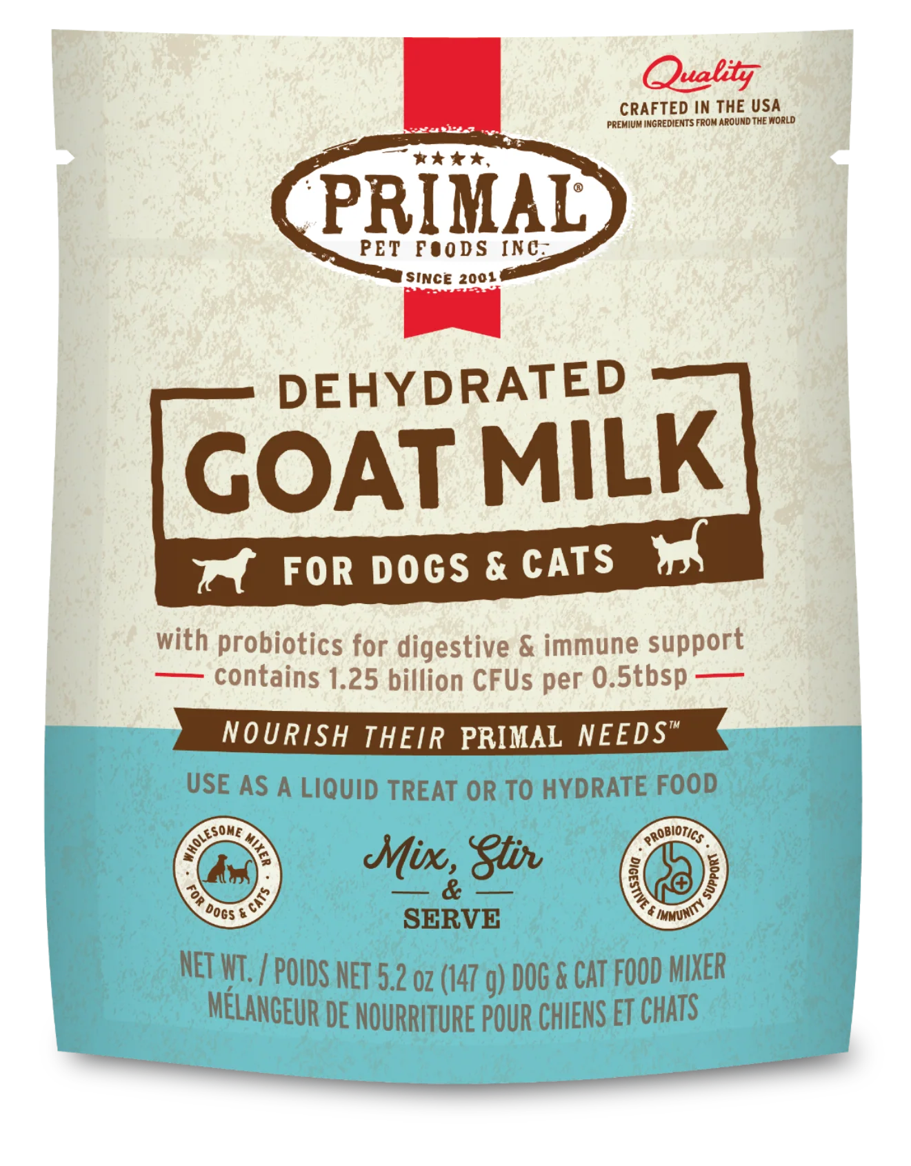 Primal Dehydrated Goat Milk for Dogs and Cats, Meal Topper
