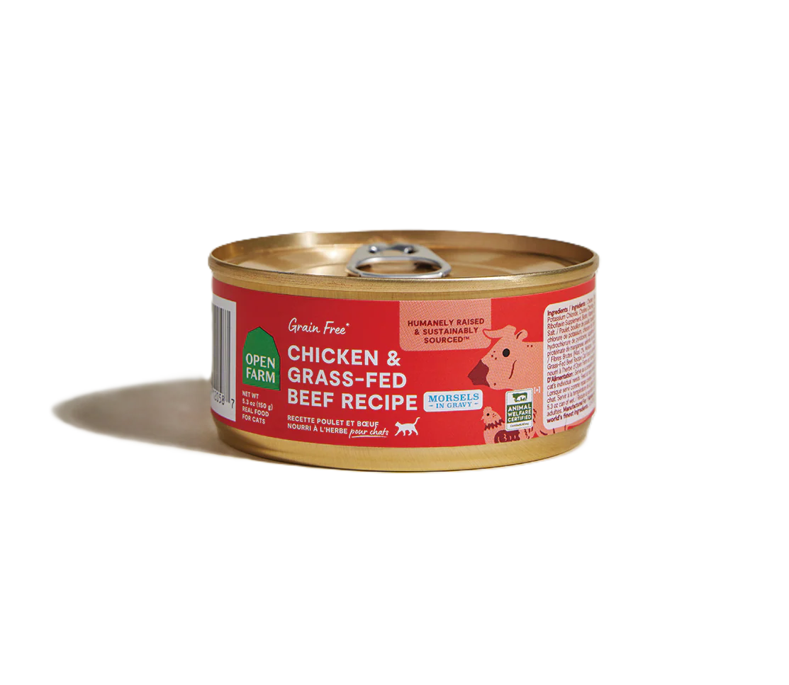 Open Farm Harvest Chicken & Grass-Fed Beef Morsels in Gravy for Cats, Wet Cat Food, 5.3-oz, Case Of 12