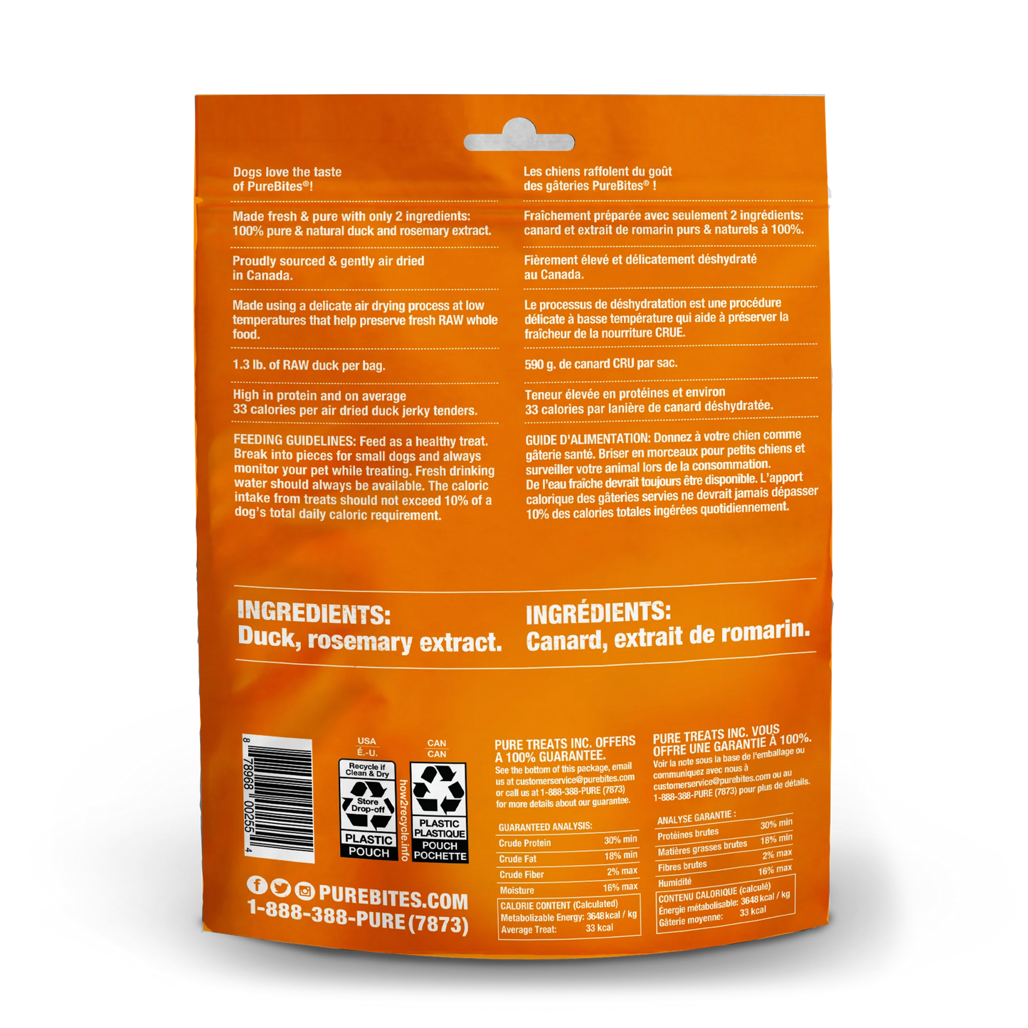 PureBites Duck Jerky, Air Dried Dog Treats, 5.5-oz Bag