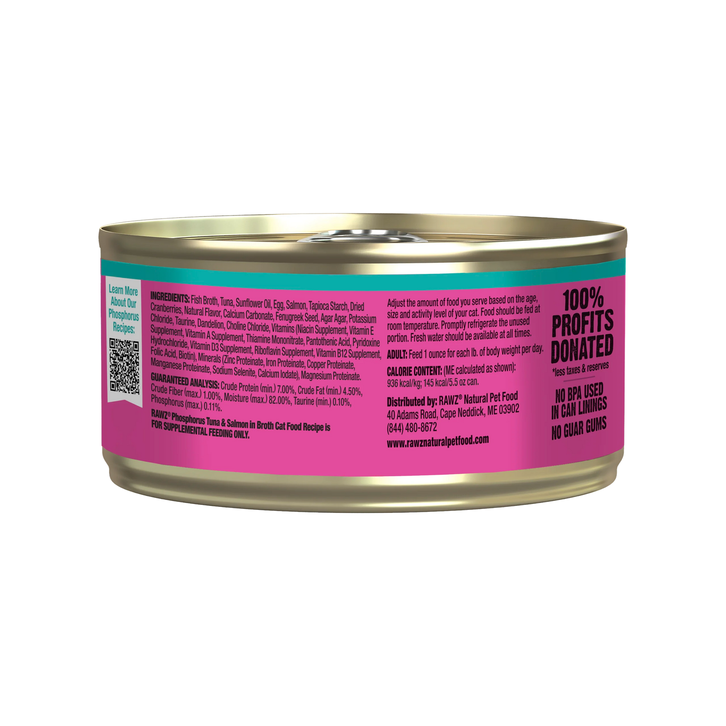 RAWZ® Lower Phosphorus Tuna & Salmon, Wet Cat Food, 5,5-oz Case of 24