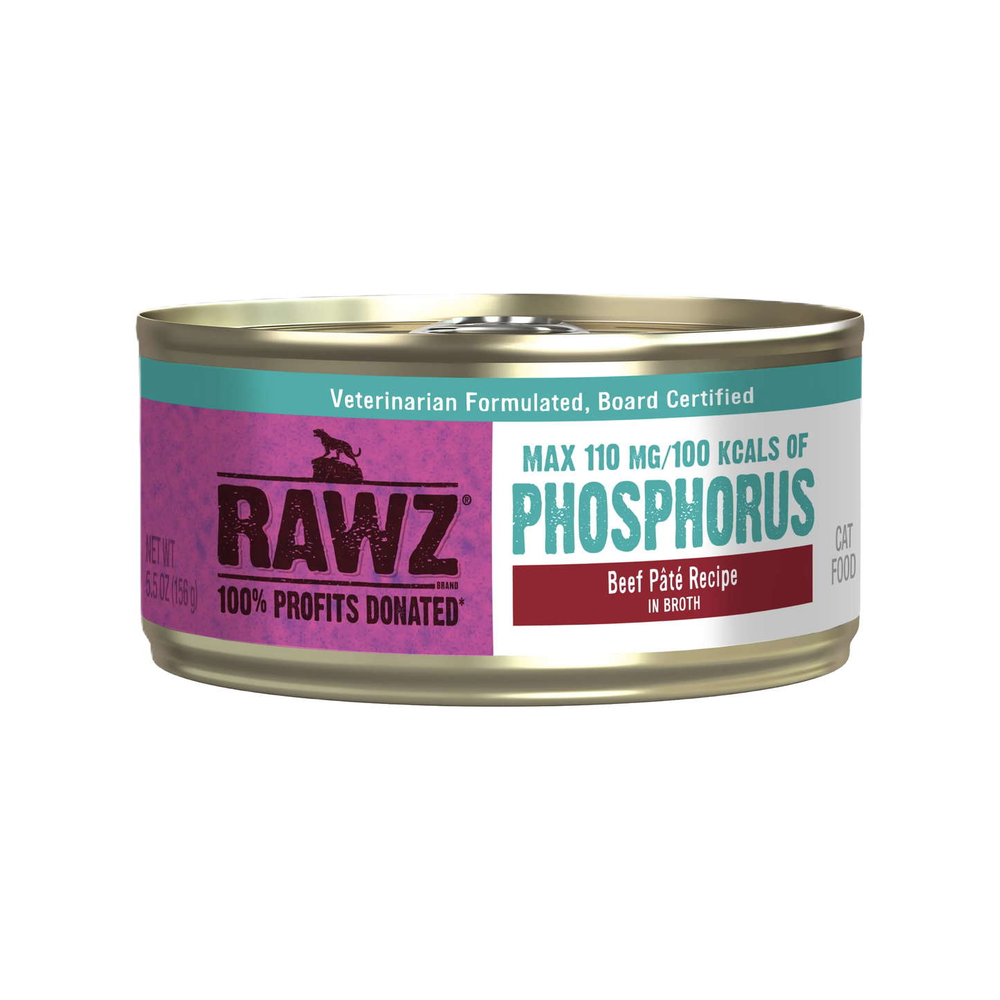 RAWZ® Lower Phosphorus Beef, Wet Cat Food, 5,5-oz Case of 24