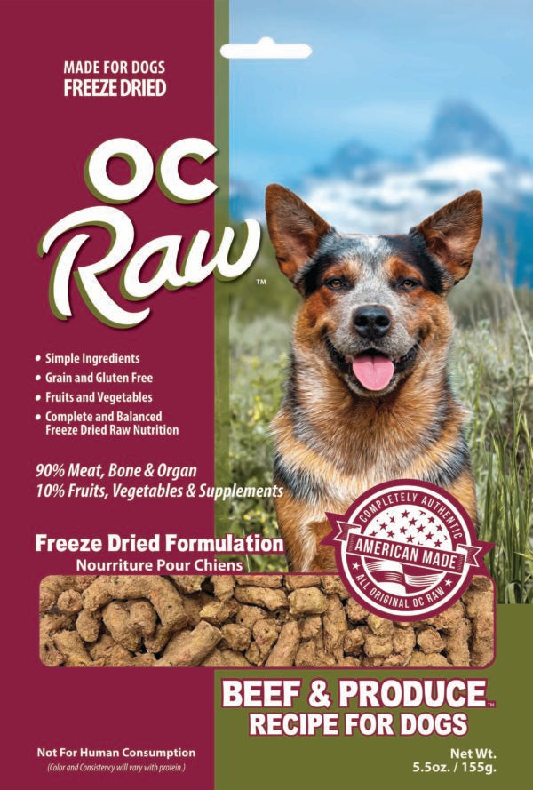 OC Raw Beef and Produce, Freeze-Dried Raw Dog Food