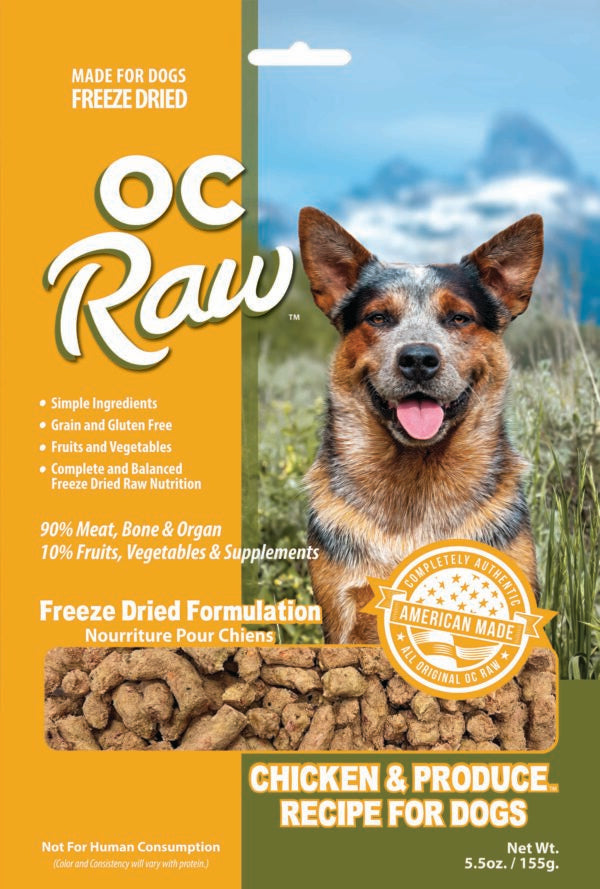 OC Raw Chicken and Produce, Freeze-Dried Raw Dog Food