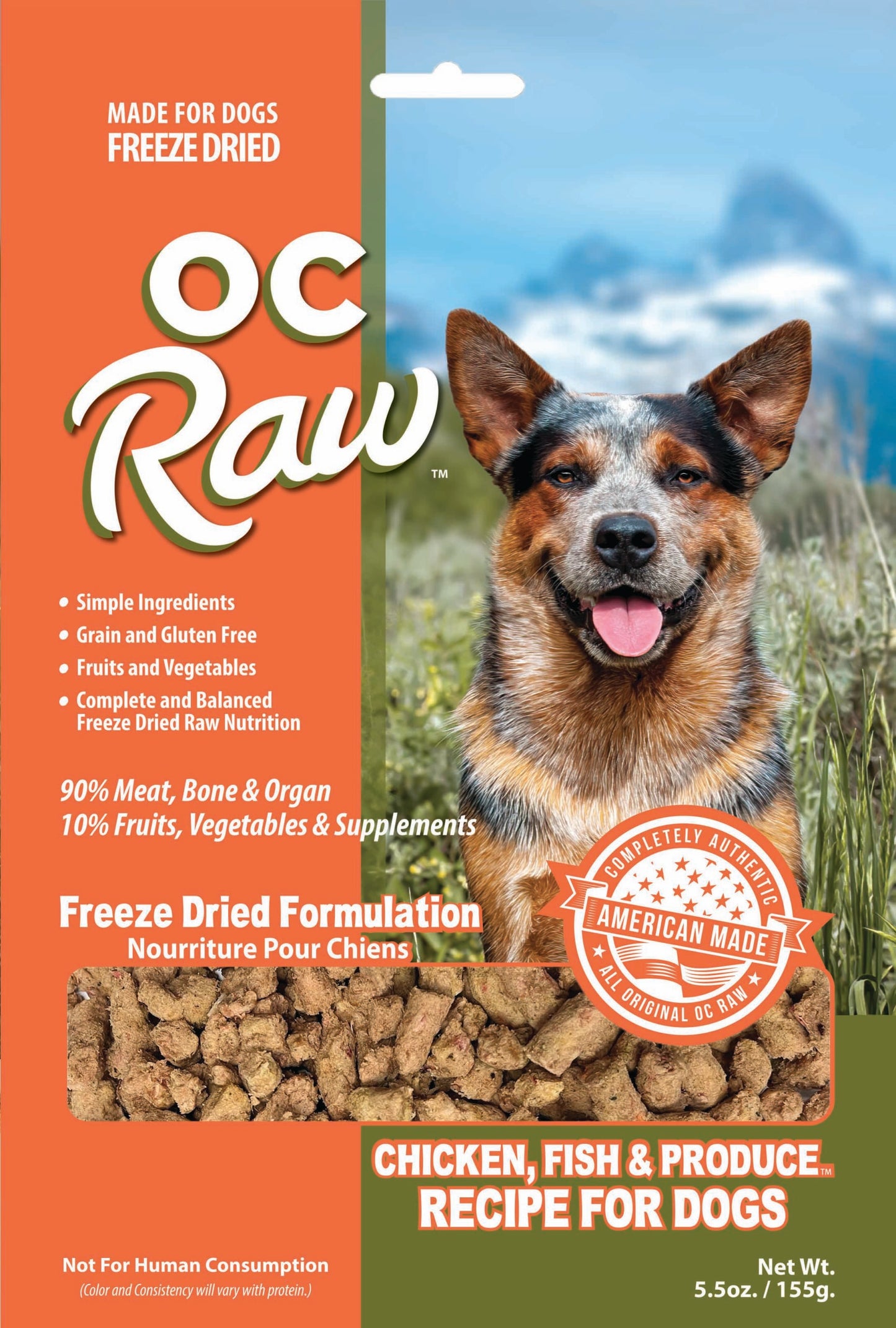 OC Raw Chicken and Fish, Freeze-Dried Raw Dog Food, 5.5-oz Bag