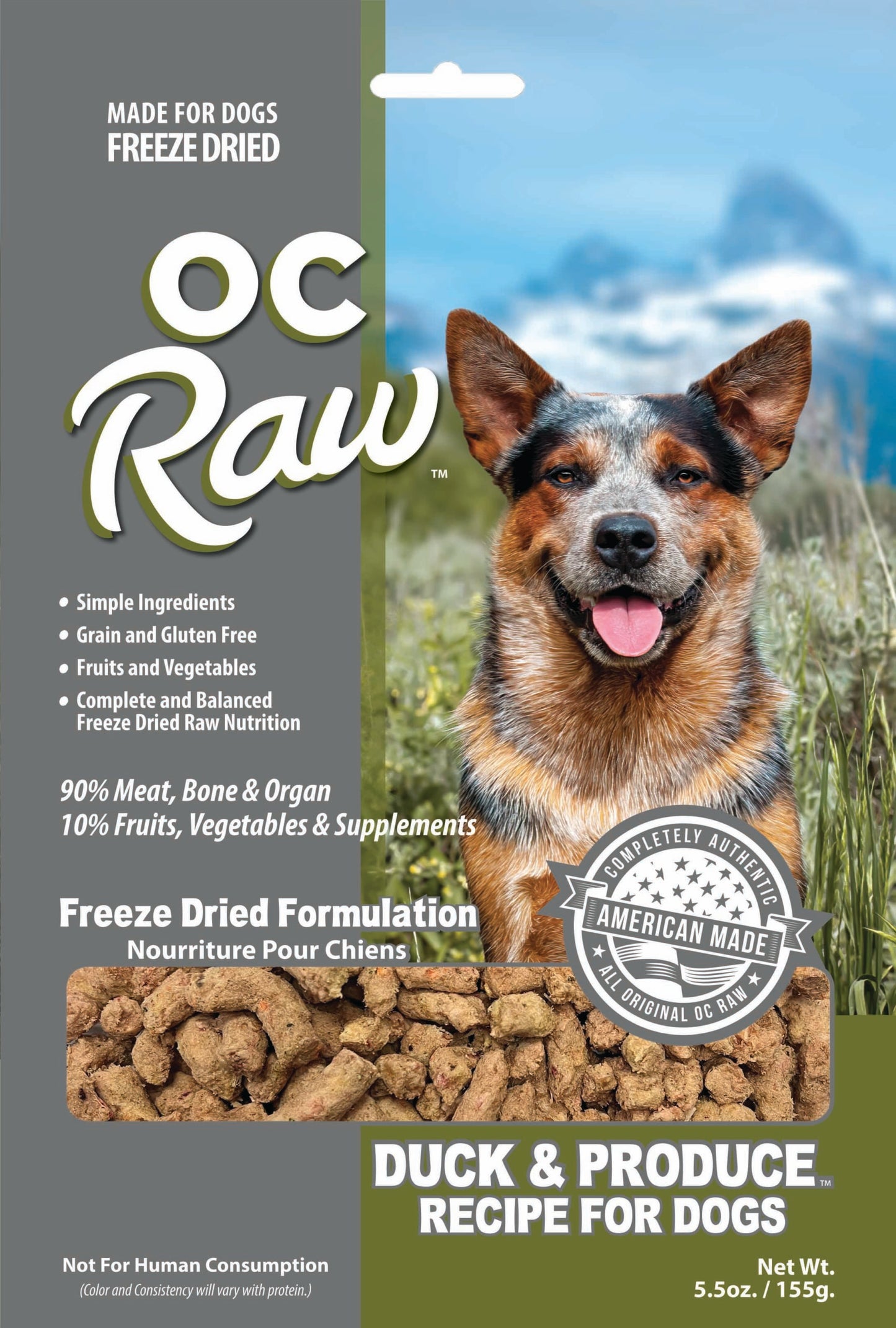 OC Raw Duck and Produce, Freeze-Dried Raw Dog Food