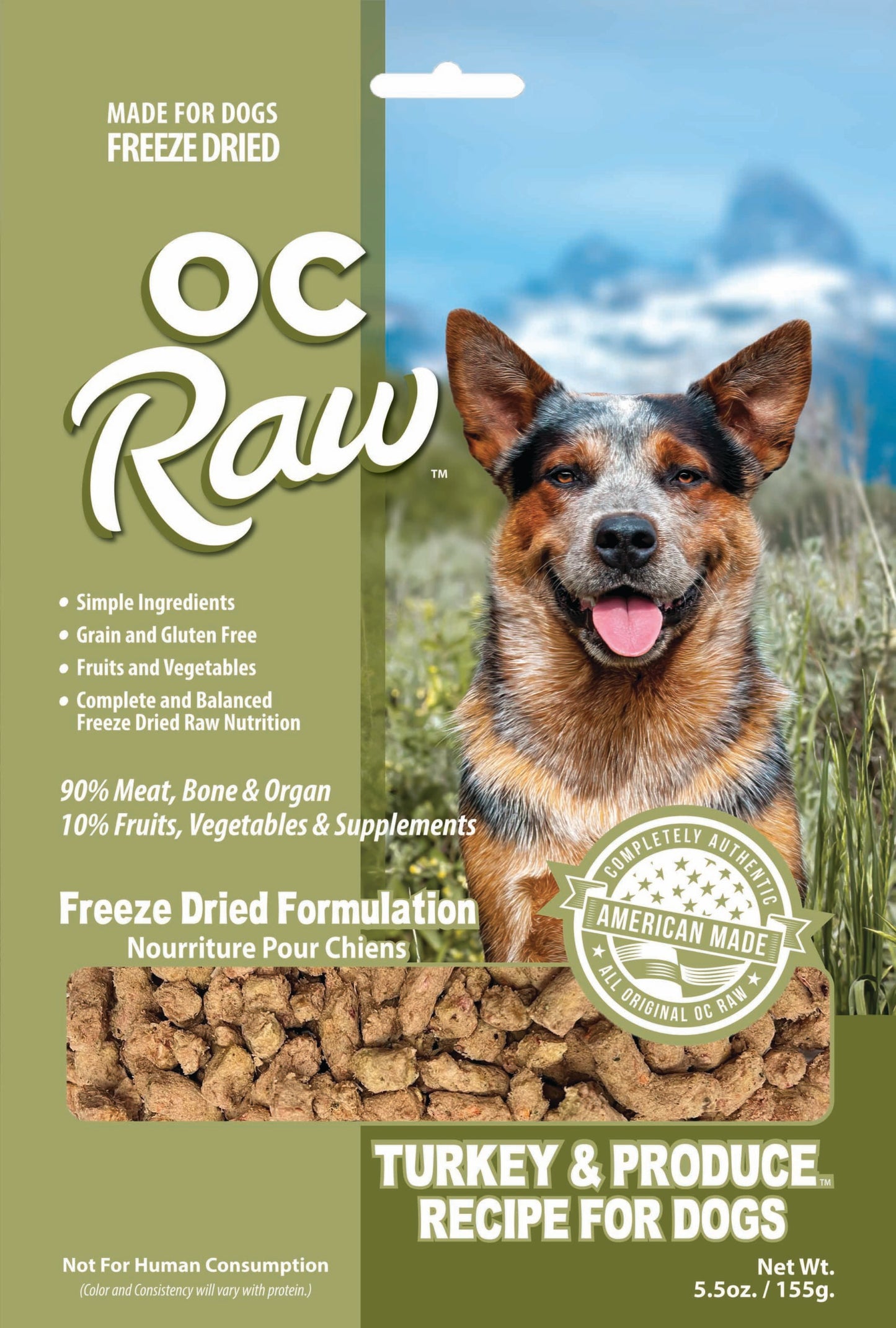 OC Raw Turkey and Produce, Freeze-Dried Raw Dog Food