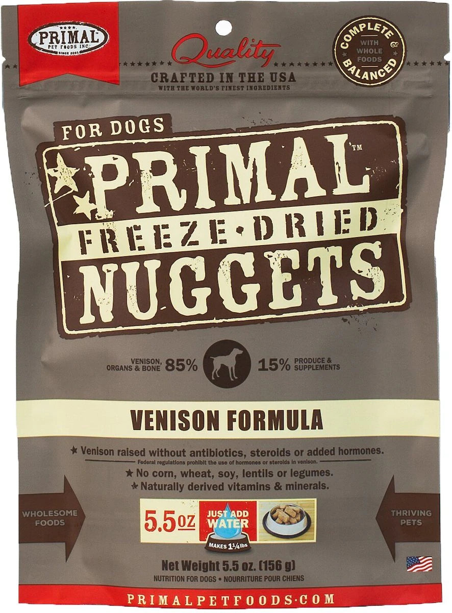 Primal Freeze-Dried Raw Venison Nuggets Dog Food