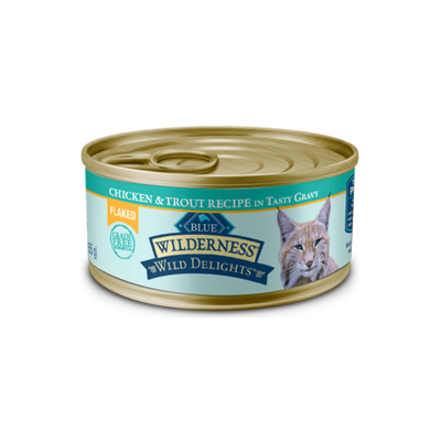 Blue Buffalo Wilderness™ Wild Delights™ Flaked Chicken & Trout Recipe, Wet Cat Food, 5.5-oz Case Of 24