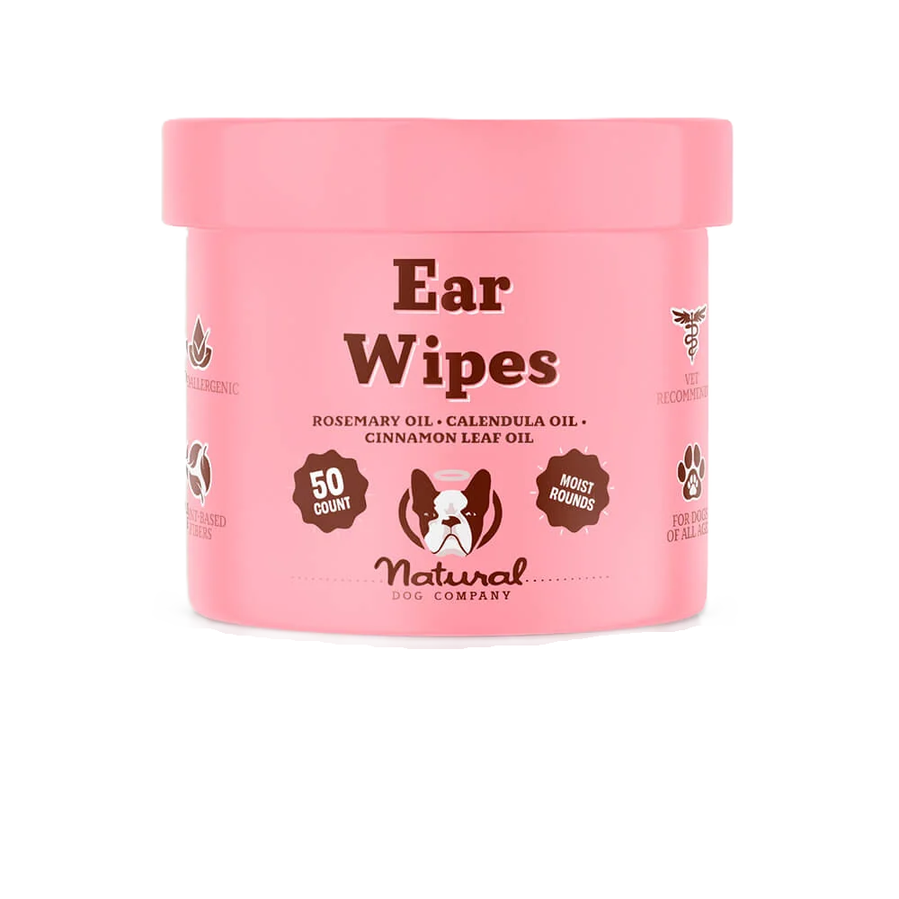 Natural Dog Company Ear Wipes For Dogs, 50-Count