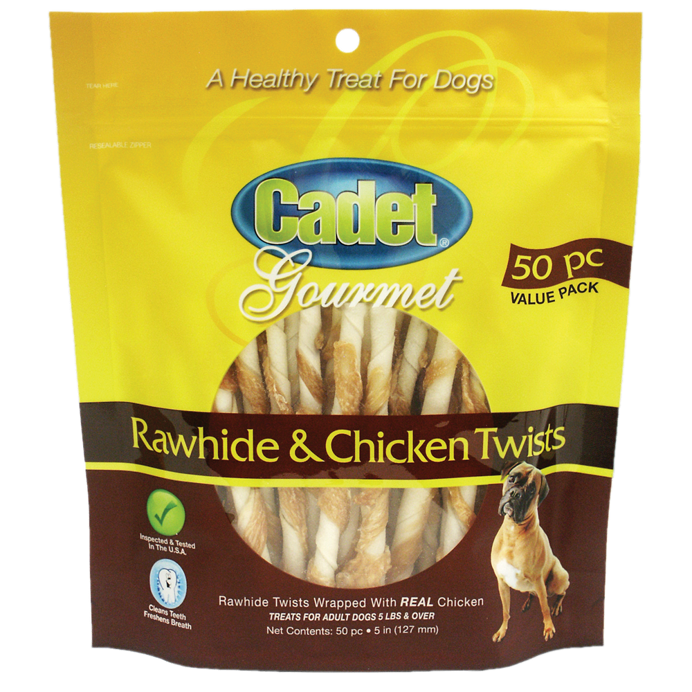 Cadet Gourmet Beef Hide And Chicken Twists Dog Chews, 50 Count
