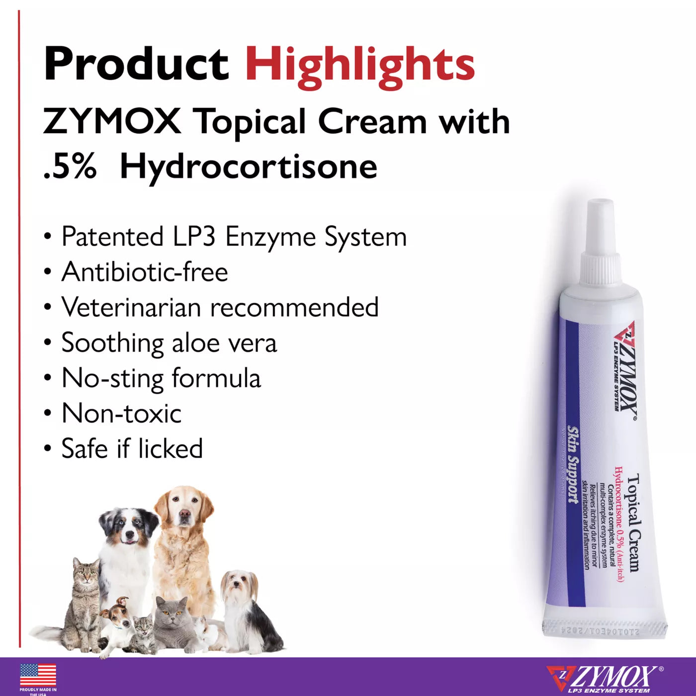 Zymox Topical Cream With 0.5% Hydrocortisone For Pets, 1-oz