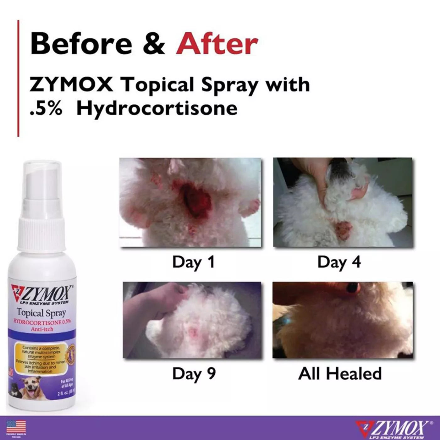 Zymox Topical Spray With 0.5% Hydrocortisone For Pets, 2-oz