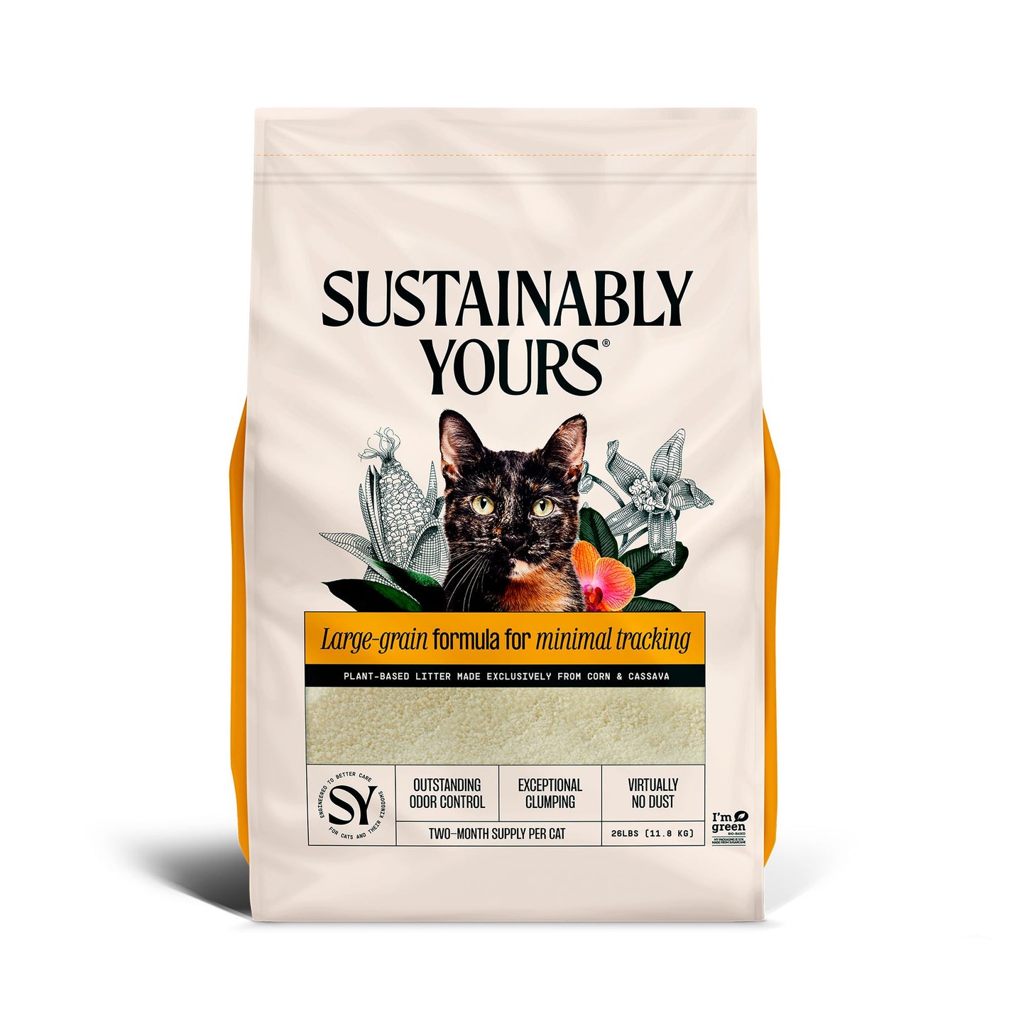Sustainably Yours Large Grains Cat Litter, 26-lb Bag