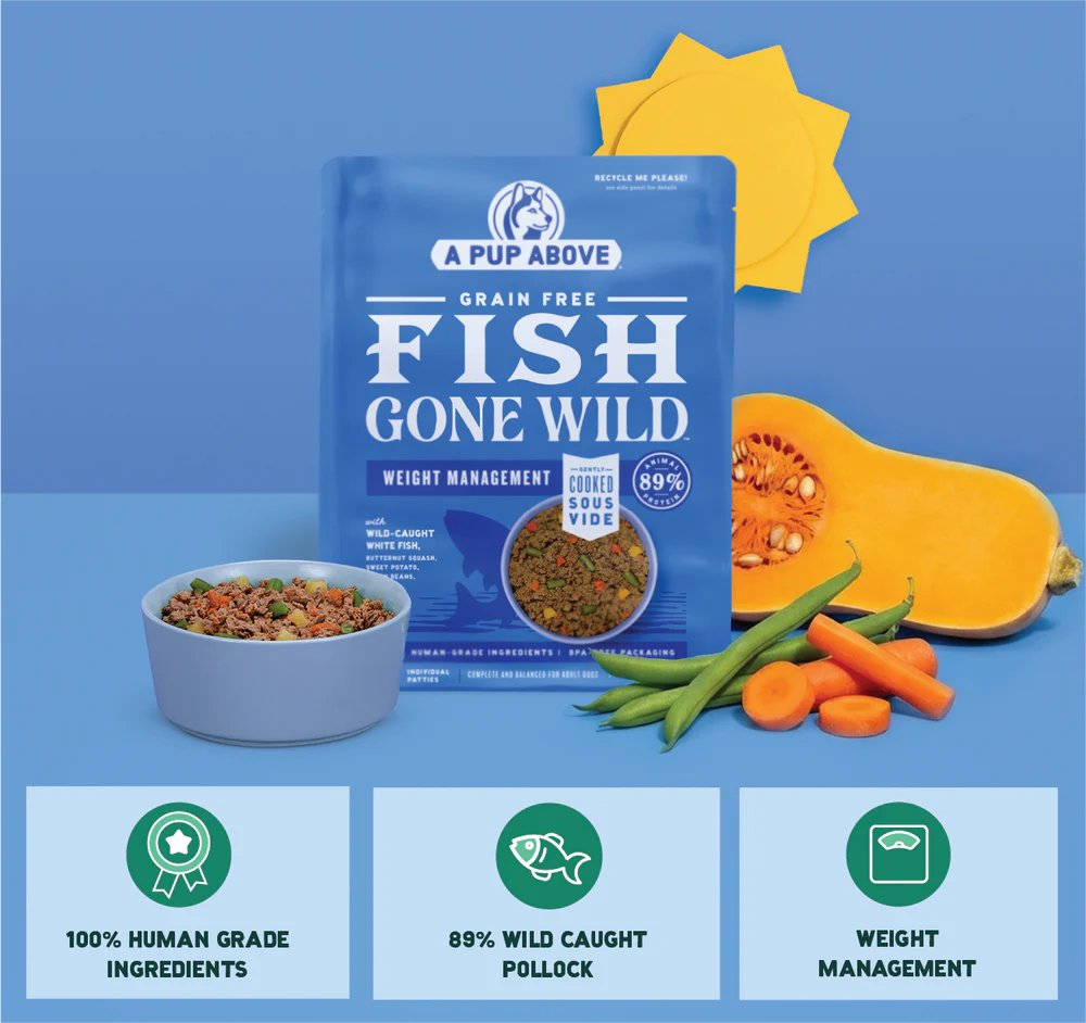 A Pup Above Fish Gone Wild Weight Management, Gently Cooked Dog Food