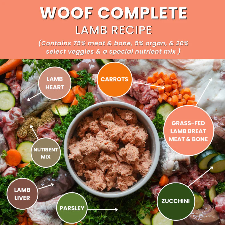 Oma's Pride Woof Complete Dog Lamb Recipe, Frozen Raw Dog Food