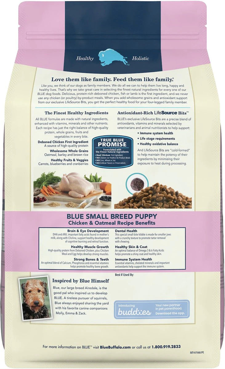 Blue Buffalo Small Breed Puppy Chicken And Oatmeal Recipe, Dry Dog Food
