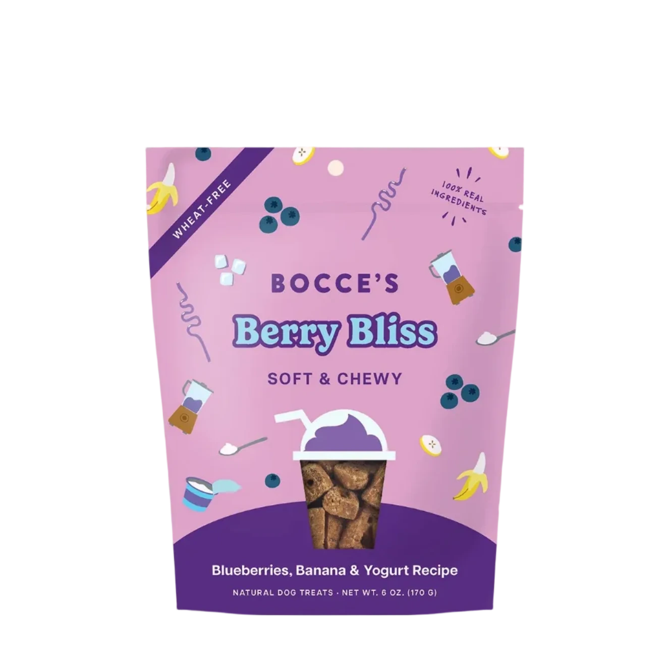 Bocce's Bakery Berry Bliss Smoothie Soft & Chewy, Dog Treats, 6-oz Bag