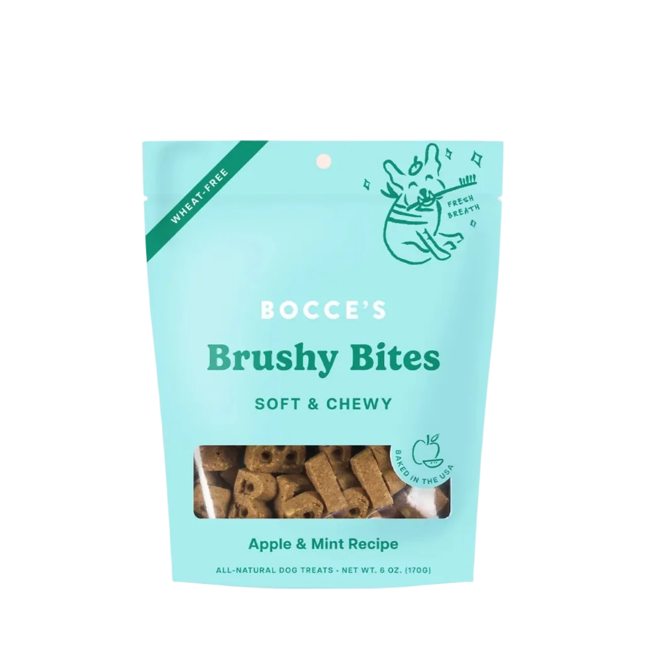 Bocce's Bakery Brushy Bites Soft & Chewy, Dog Treats, 6-oz Bag
