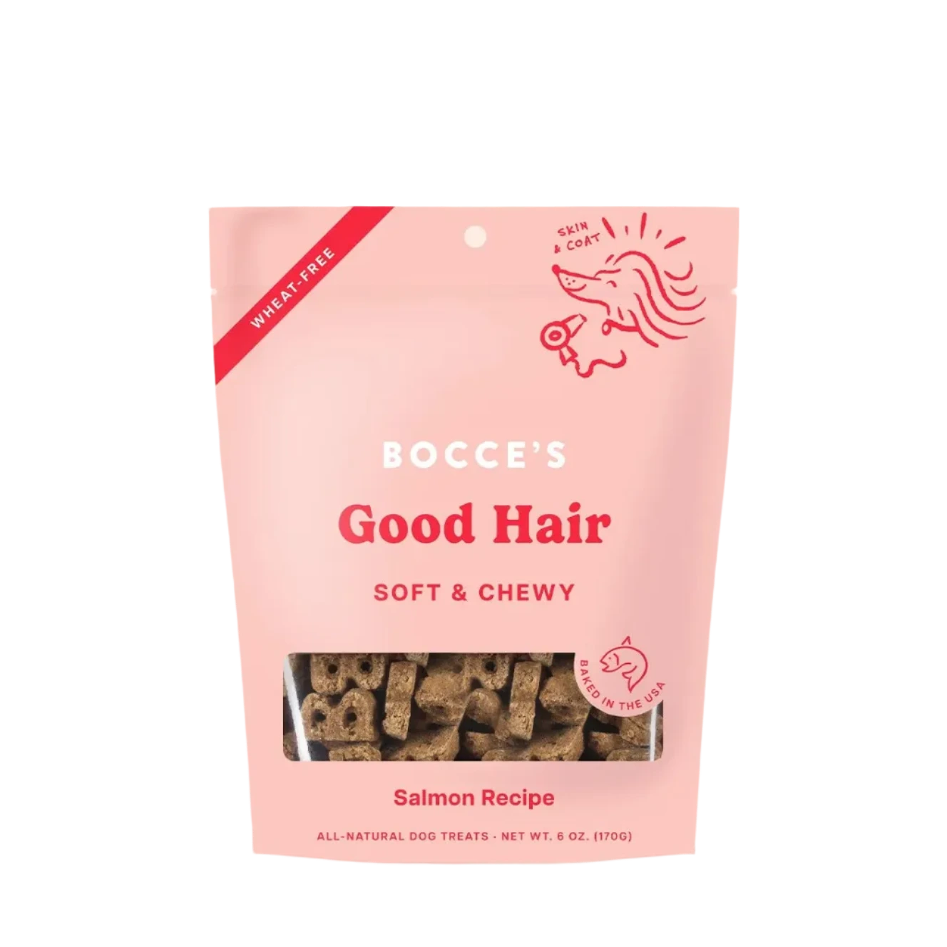 Bocce's Bakery Good Hair Soft & Chewy, Dog Treats, 6-oz Bag