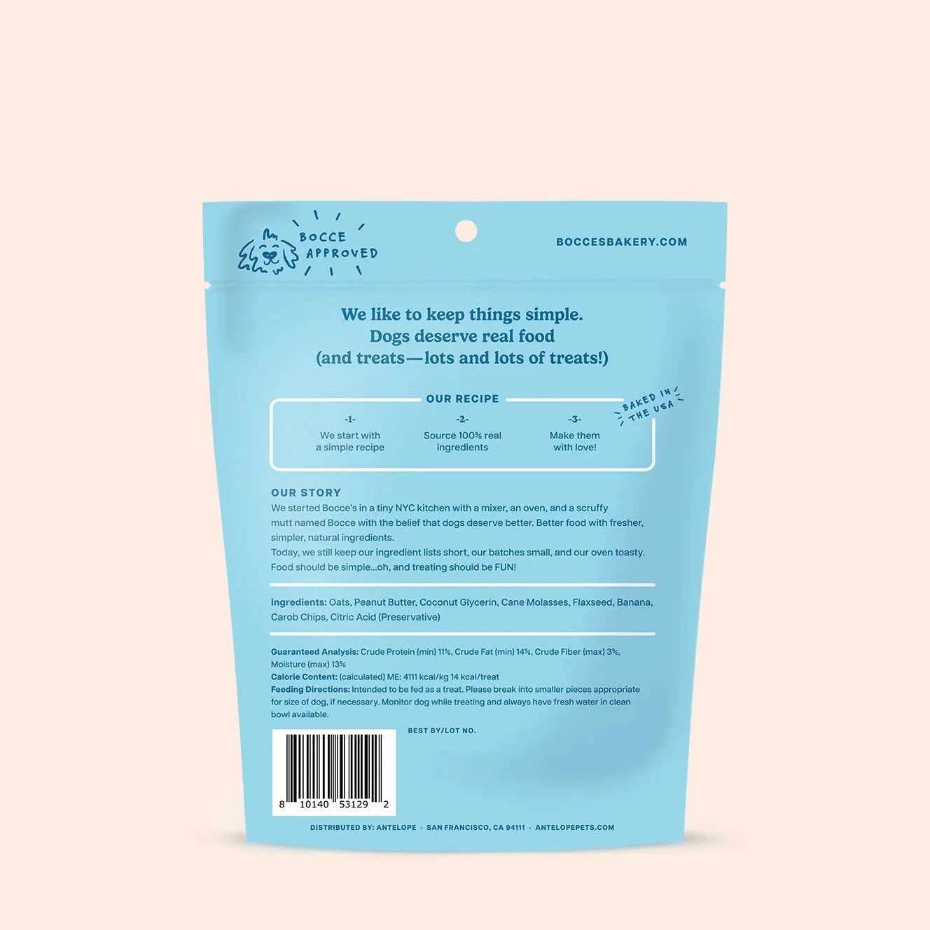 Bocce's Bakery Nutty Nana Blast Shake Soft & Chewy, Dog Treats, 6-oz Bag