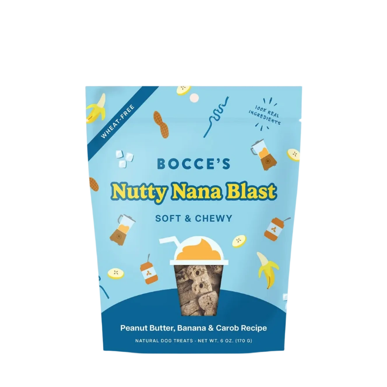 Bocce's Bakery Nutty Nana Blast Shake Soft & Chewy, Dog Treats, 6-oz Bag