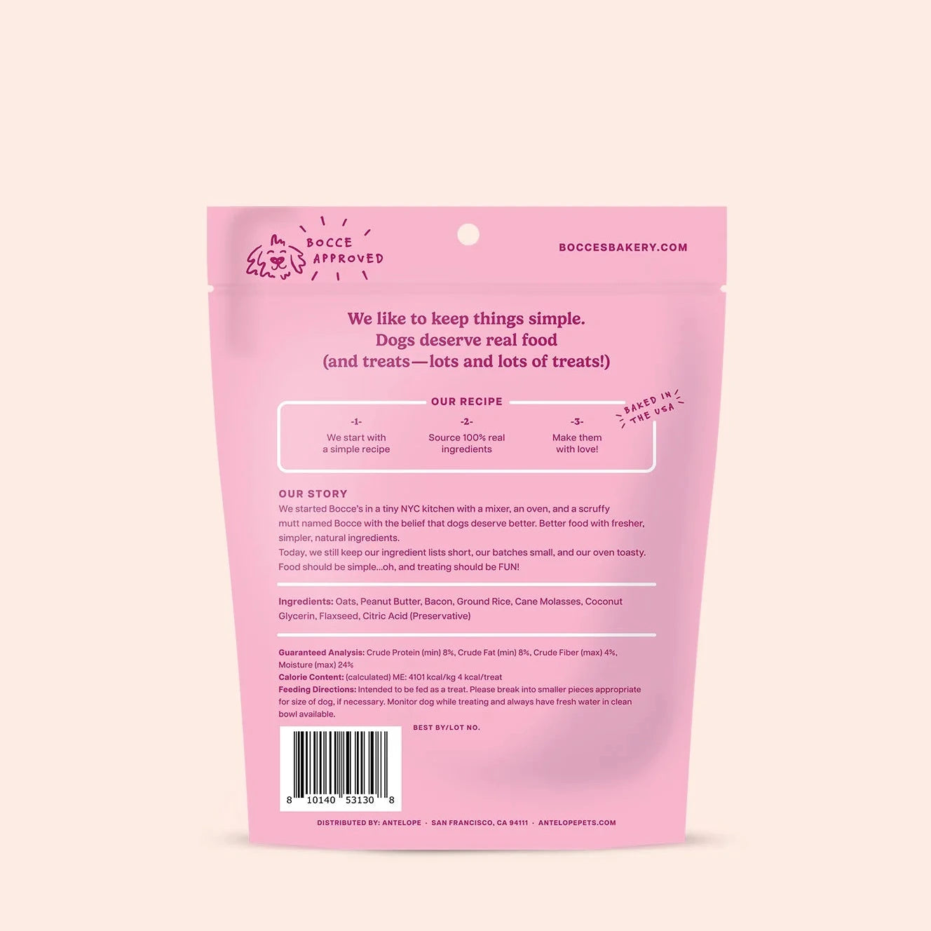 Bocce's Bakery Pup Me Up Shake Training Bites, Dog Treats, 6-oz Bag