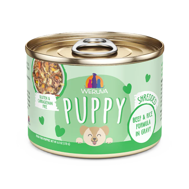 Weruva Puppy Beef & Rice Formula in Gravy, Wet Dog Food, 6-oz Can, Case Of 8