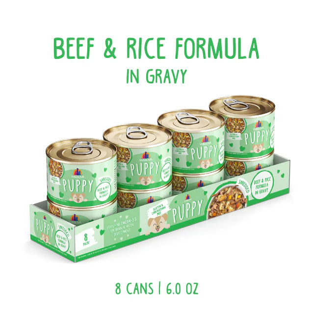 Weruva Puppy Beef & Rice Formula in Gravy, Wet Dog Food, 6-oz Can, Case Of 8