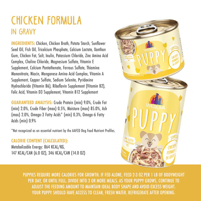 Weruva Puppy Chicken Formula in Gravy, Wet Dog Food, 6-oz Can, Case Of 8