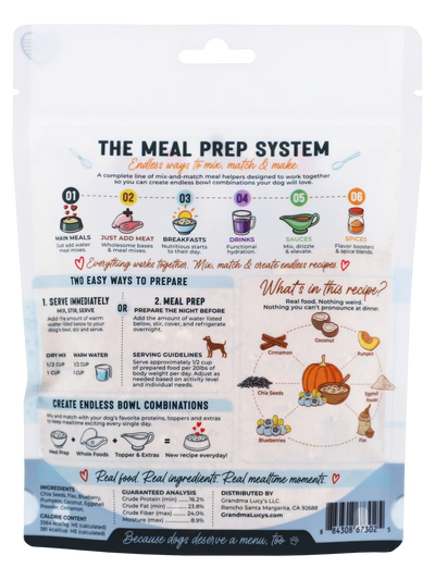 Grandma Lucy's Meal Prep Blueberry Pumpkin Chia Seed Pudding Topper, Dog Food Supplement, 6-oz Bag